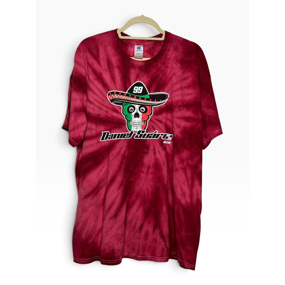 Daniel Suarez NASCAR Trackhouse Racing Tie Dye Shirt Maroon Mens 2XL